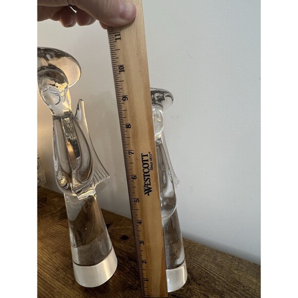 2 Vtg Clear 24% Lead Crystal Glass Angel Figurines  11”  & 9” Japan Christmas - Picture 9 of 16